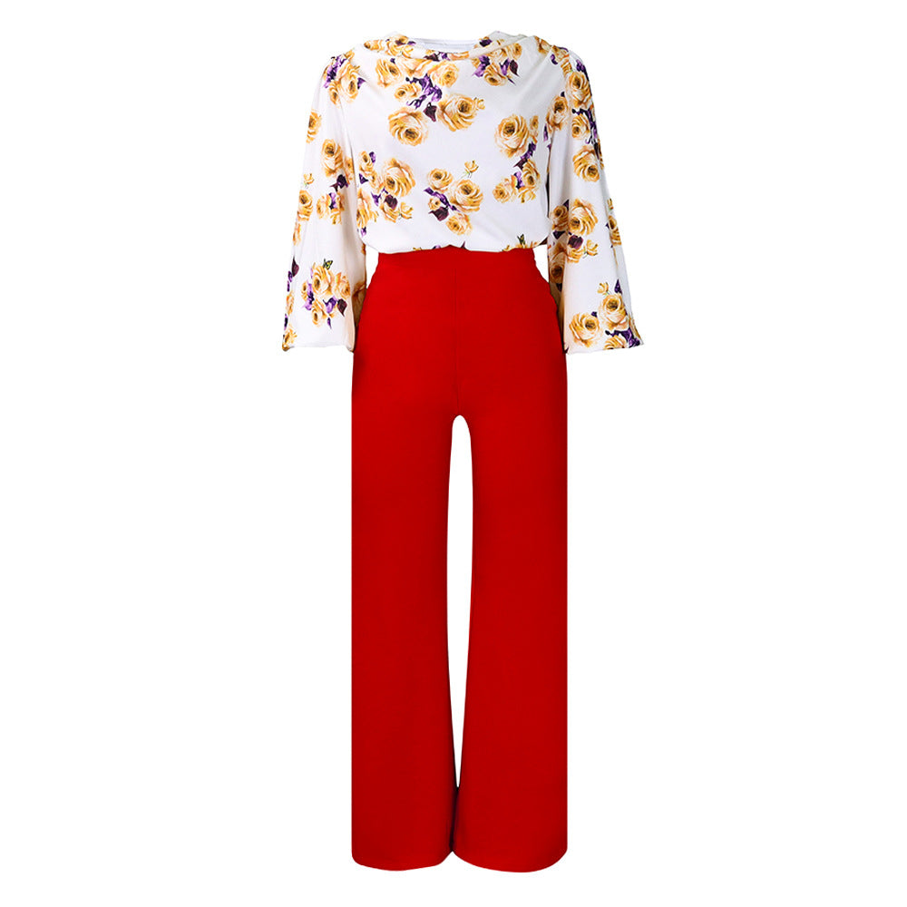 Women's Fashionable Printed Lace-Up Casual Set