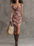 Womens Vintage Split Sheath Dress