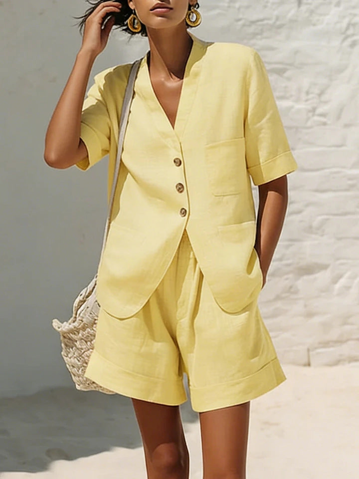 Loose-fitting Cotton And Linen Two-piece Set