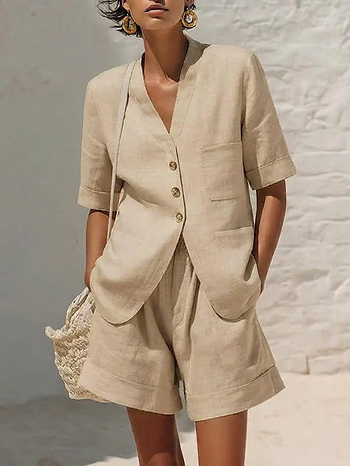 Loose-fitting Cotton And Linen Two-piece Set