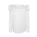 White Bud-collared Off-shoulder Blouse Top