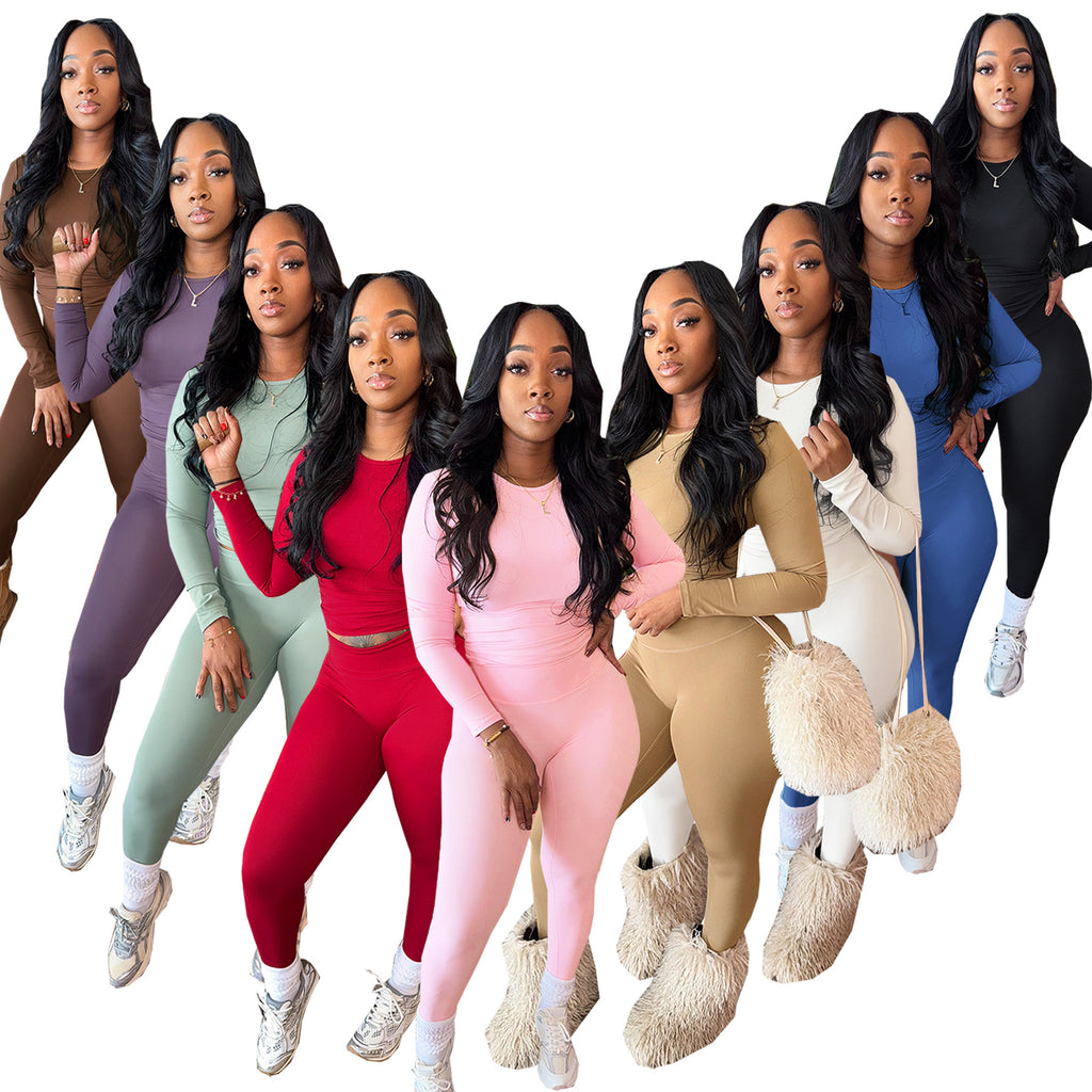 Slim-Fit Fashionable Commuter High-Stretch Two-Piece Sport Set