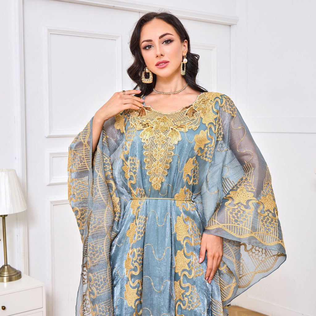 Long Robe And Long Skirt Embroidered Beaded Evening Gown Set Dress