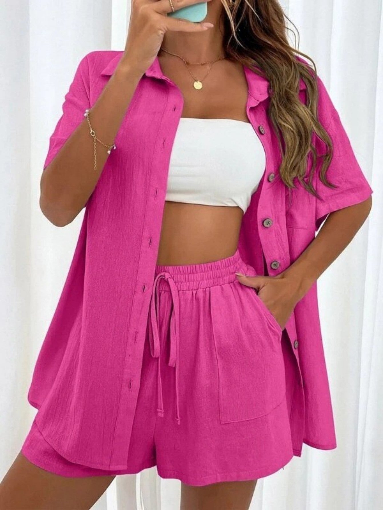 Cross-border Foreign Trade Women's Amazon AliExpress Hot-selling Distressed Cardigan Shorts Fashionable Elegant Casual Women's Set