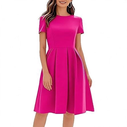 Vintage Half Sleeve Crew Neck Contrast Color Slip Dress
