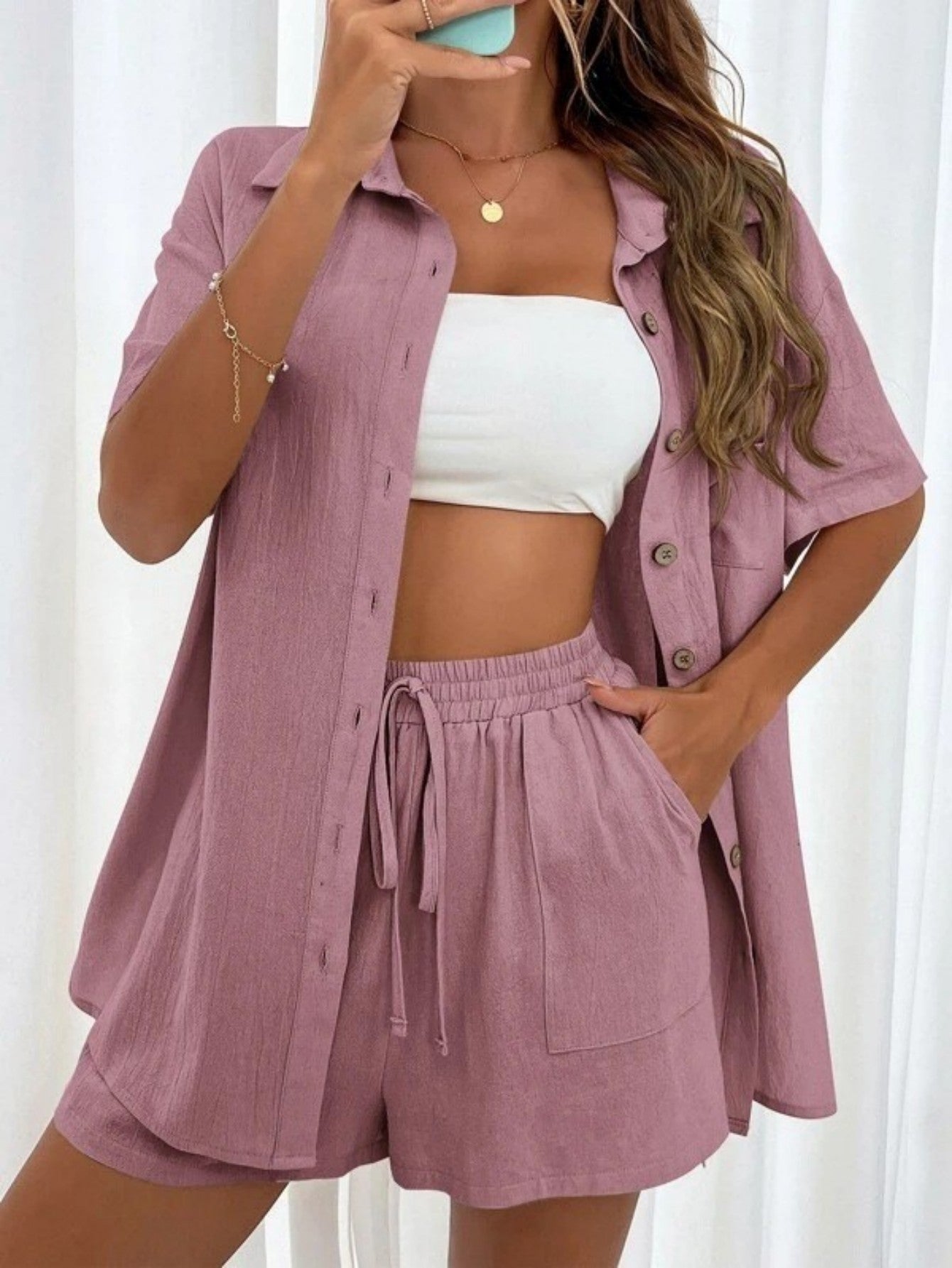 Cross-border Foreign Trade Women's Amazon AliExpress Hot-selling Distressed Cardigan Shorts Fashionable Elegant Casual Women's Set