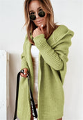 Ins Knitted Hooded Cardigan Fashion Loose Solid Color Batwing Sleeve Sweater Autumn And Winter Women's Clothing