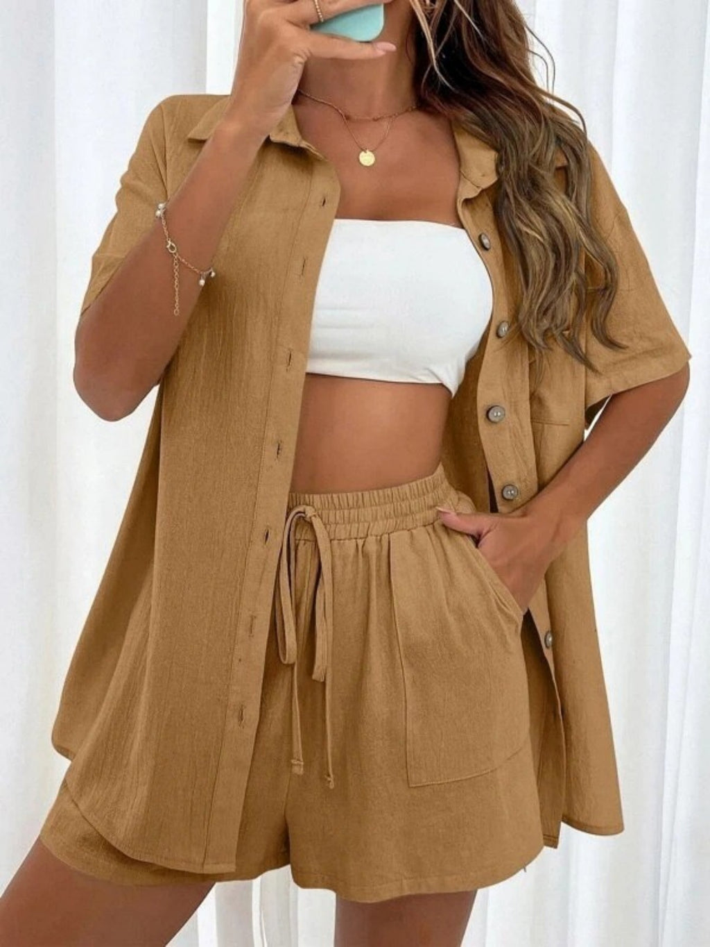 Cross-border Foreign Trade Women's Amazon AliExpress Hot-selling Distressed Cardigan Shorts Fashionable Elegant Casual Women's Set