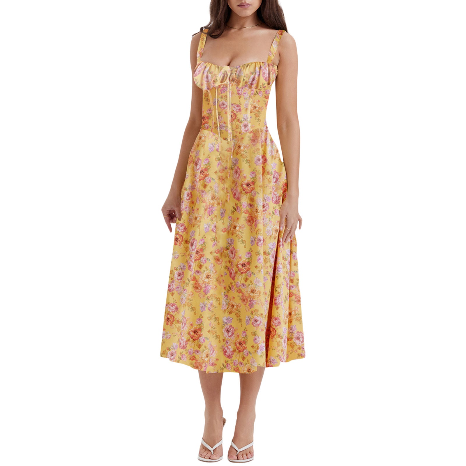High-end Halter-style Spicy Girl Backless Dress With Floral Print