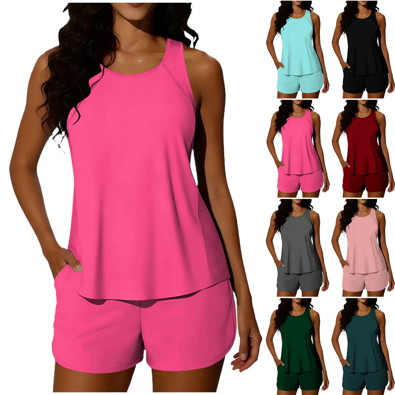 Slimming Shorts Set Summer Solid Color