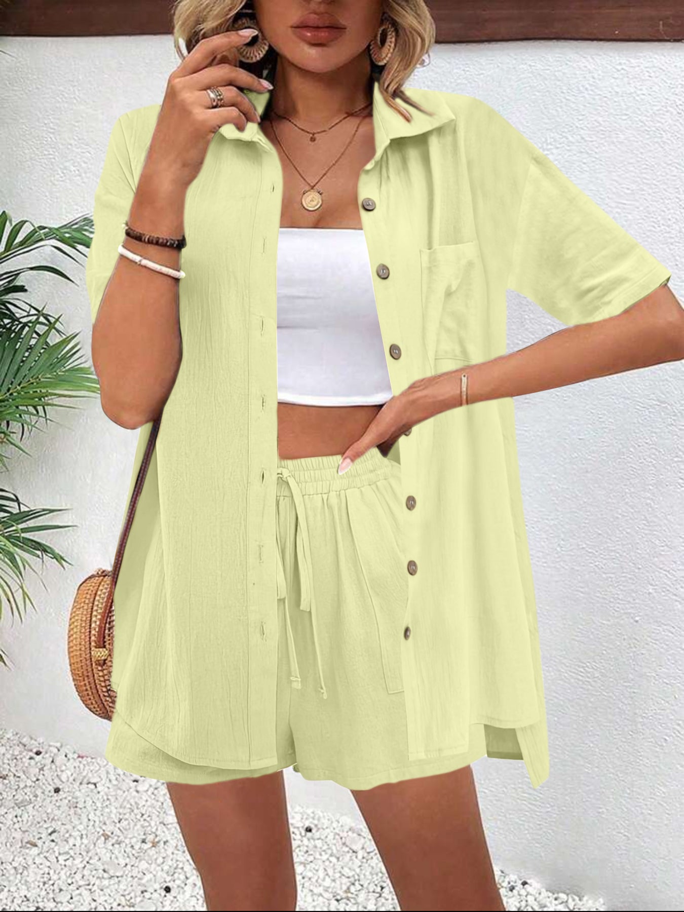 Cross-border Foreign Trade Women's Amazon AliExpress Hot-selling Distressed Cardigan Shorts Fashionable Elegant Casual Women's Set