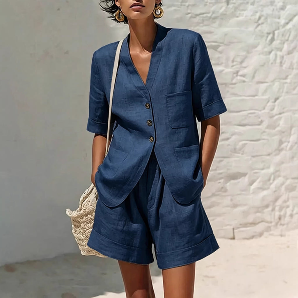 Loose-fitting Cotton And Linen Two-piece Set