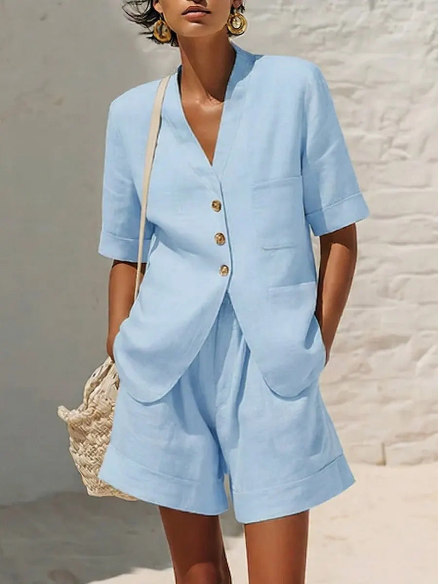 Loose-fitting Cotton And Linen Two-piece Set