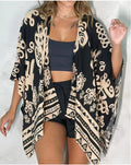 Loose-fitting Casual Womens Printed Cardigan Top
