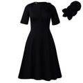 Women's Solid-Color Crew-Neck Elegant Dress